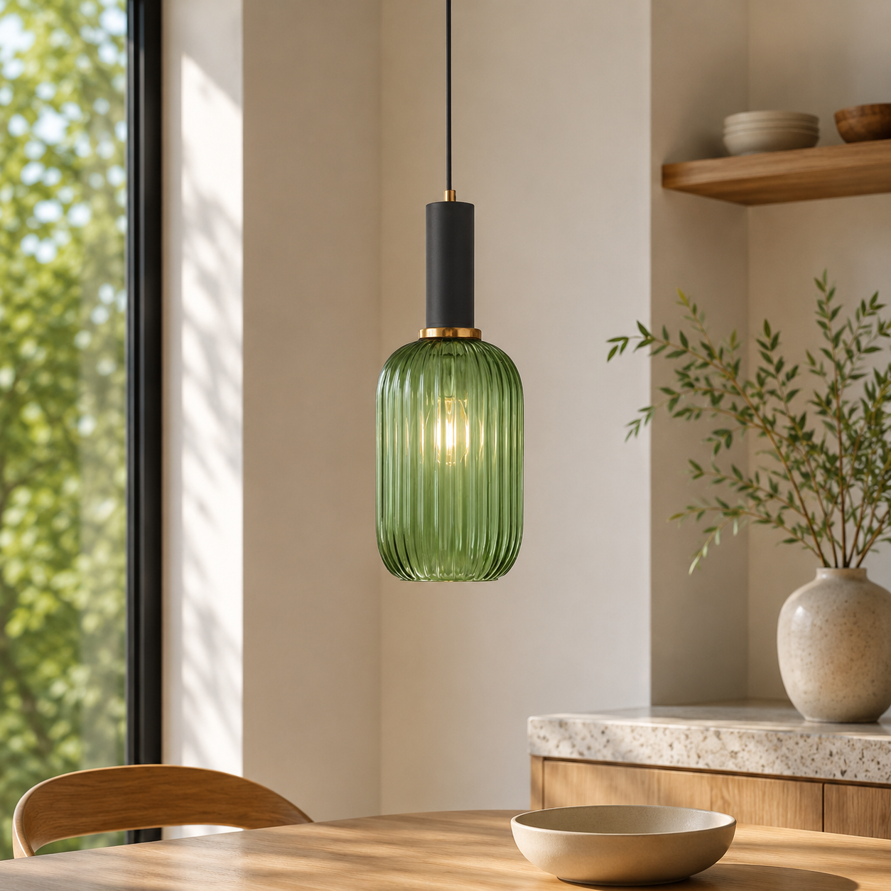 Nordic Glass Pendant Light With Vintage Colour Accents | Kelvora