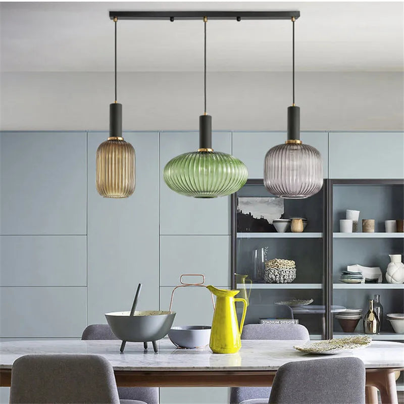 Nordic Glass Pendant Light With Vintage Colour Accents | Kelvora