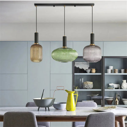 Nordic Glass Pendant Light With Vintage Colour Accents | Kelvora