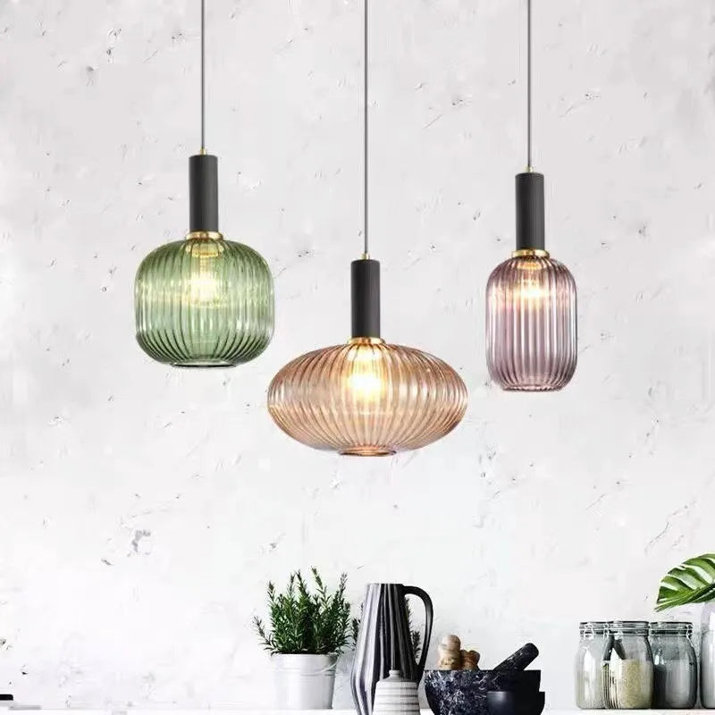 Nordic Glass Pendant Light With Vintage Colour Accents | Kelvora