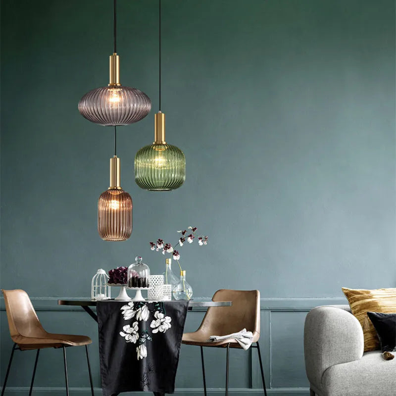Nordic Glass Pendant Light With Vintage Colour Accents | Kelvora