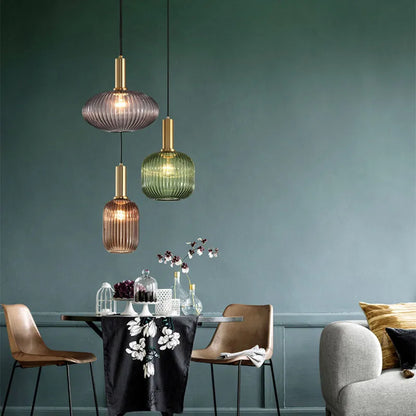 Nordic Glass Pendant Light With Vintage Colour Accents | Kelvora