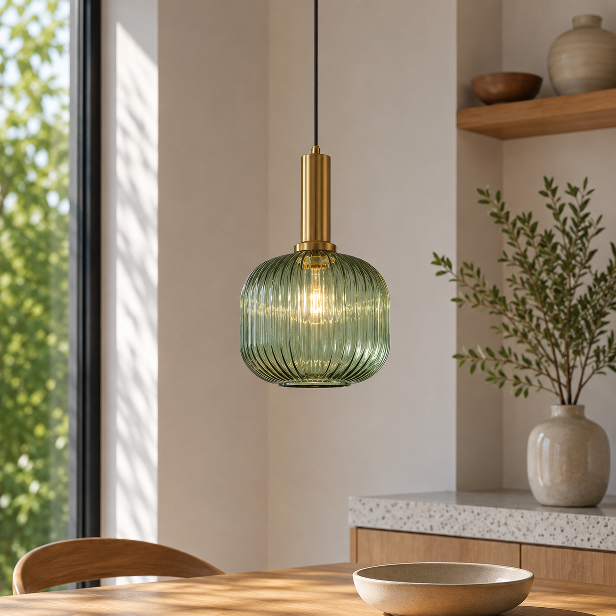 Nordic Glass Pendant Light With Vintage Colour Accents | Kelvora