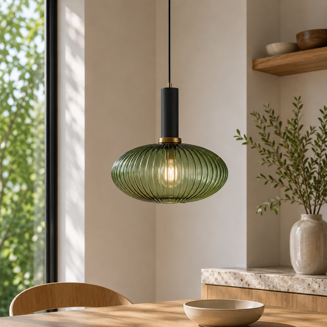 Nordic Glass Pendant Light With Vintage Colour Accents | Kelvora