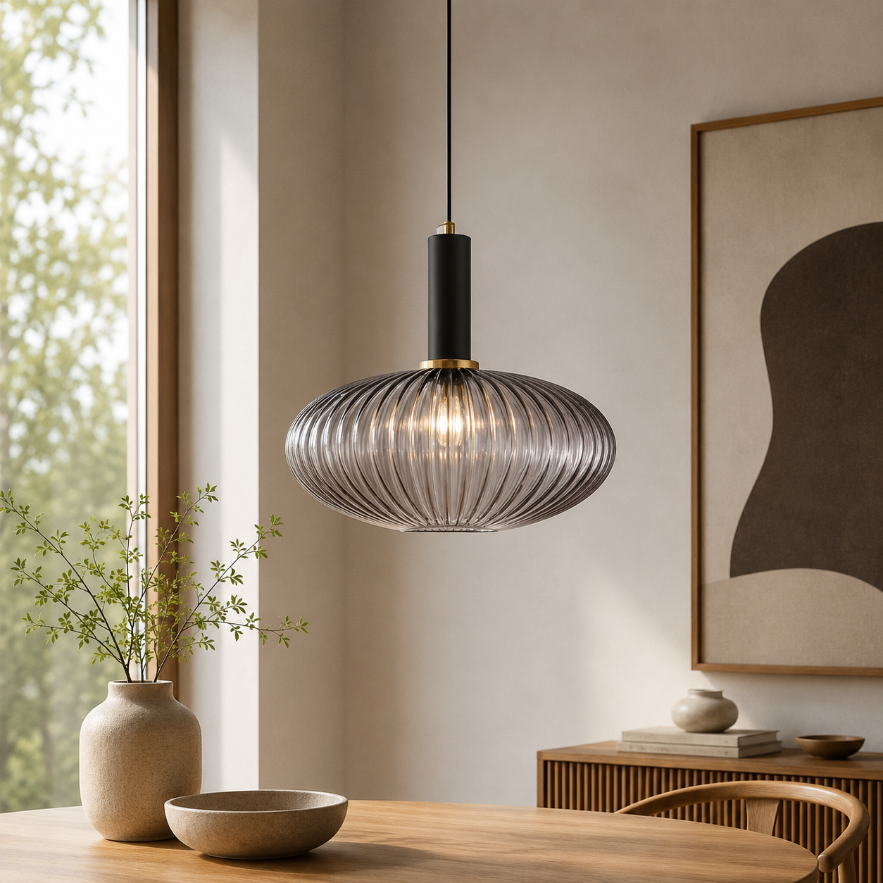 Nordic Glass Pendant Light With Vintage Colour Accents | Kelvora