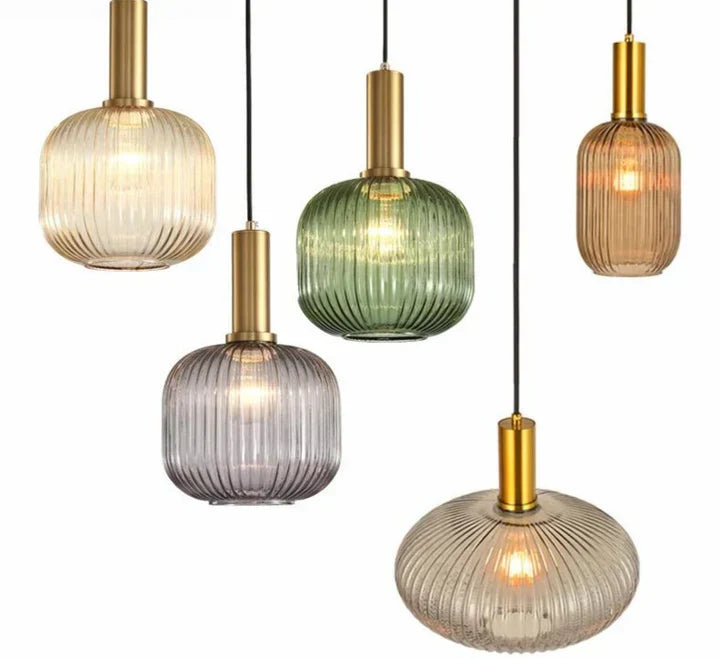 Nordic Glass Pendant Light With Vintage Colour Accents | Kelvora