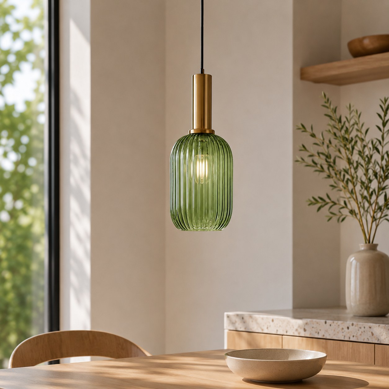 Nordic Glass Pendant Light With Vintage Colour Accents | Kelvora