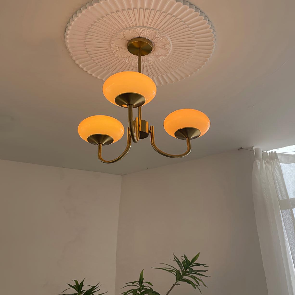 Nordic Glass Shade Chandelier with Three Lights | Renvia