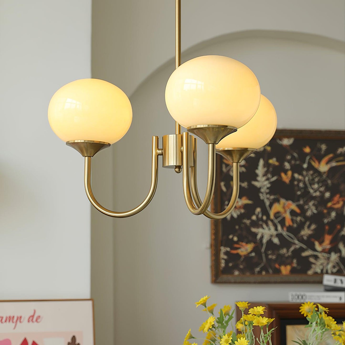 Nordic Glass Shade Chandelier with Three Lights | Renvia