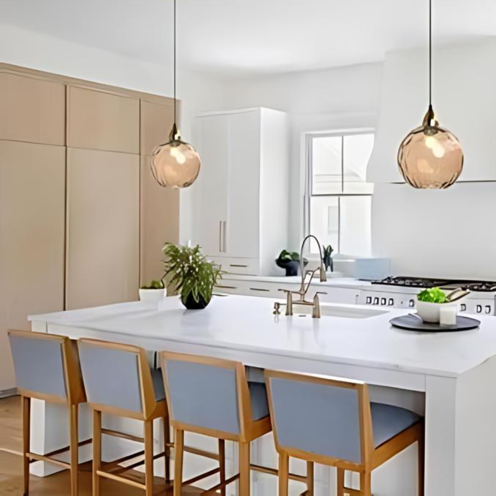 Nordic Glass Sphere Pendant Light With Ripple Texture | Alvera