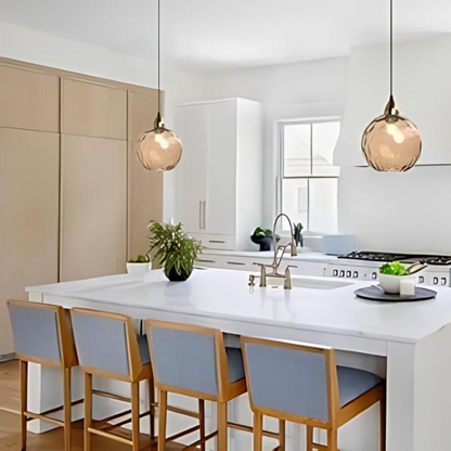 Nordic Glass Sphere Pendant Light With Ripple Texture | Alvera