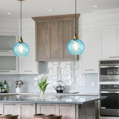 Nordic Glass Sphere Pendant Light With Ripple Texture | Alvera
