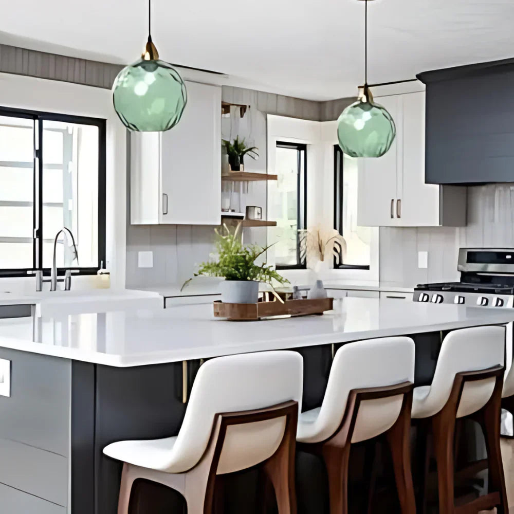 Nordic Glass Sphere Pendant Light With Ripple Texture | Alvera