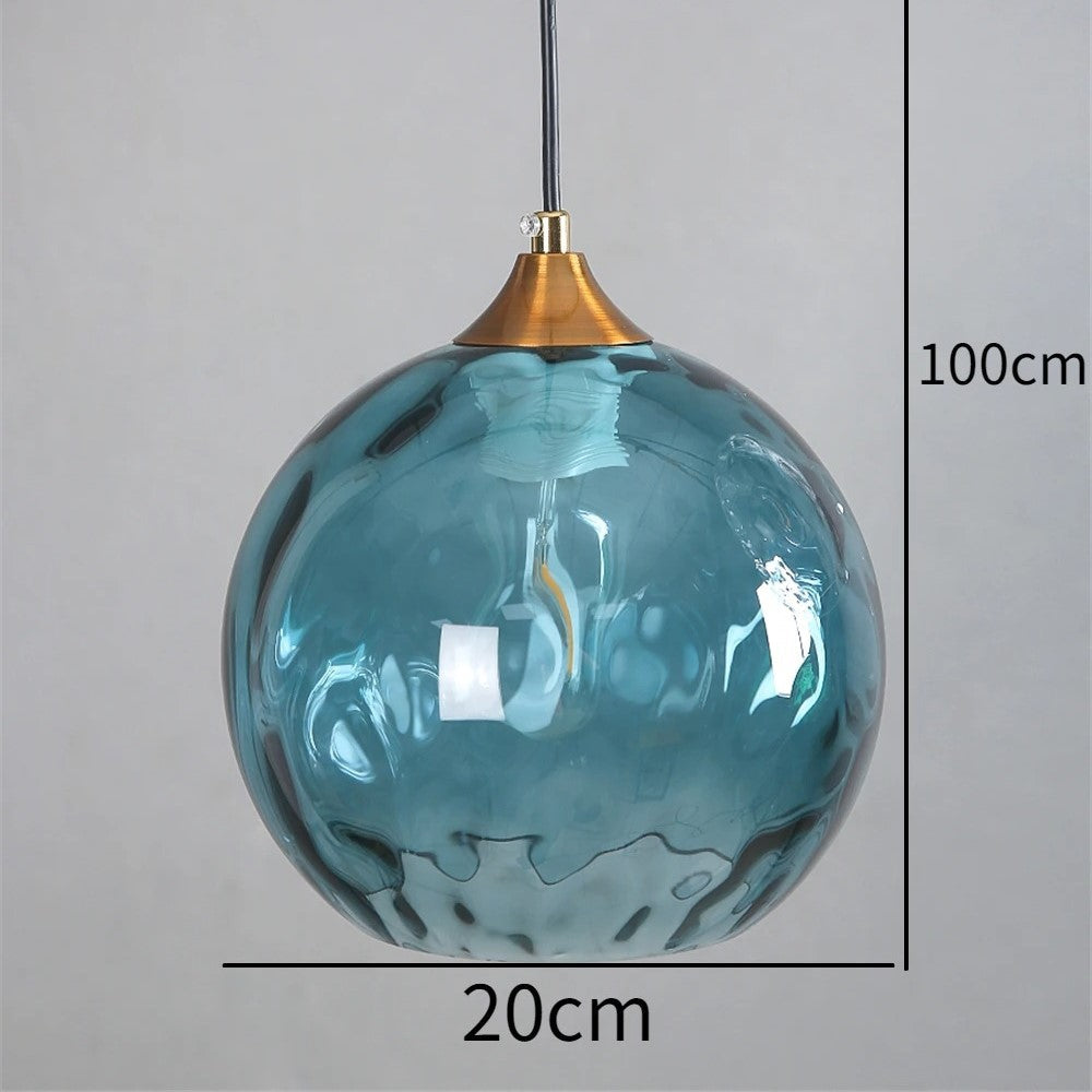 Nordic Glass Sphere Pendant Light With Ripple Texture | Alvera