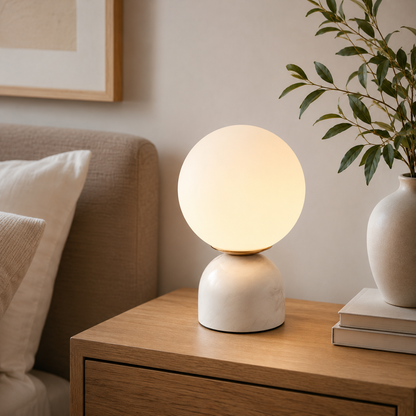 Nordic Globe Glass Table Lamp with Marble Base | Varnexo