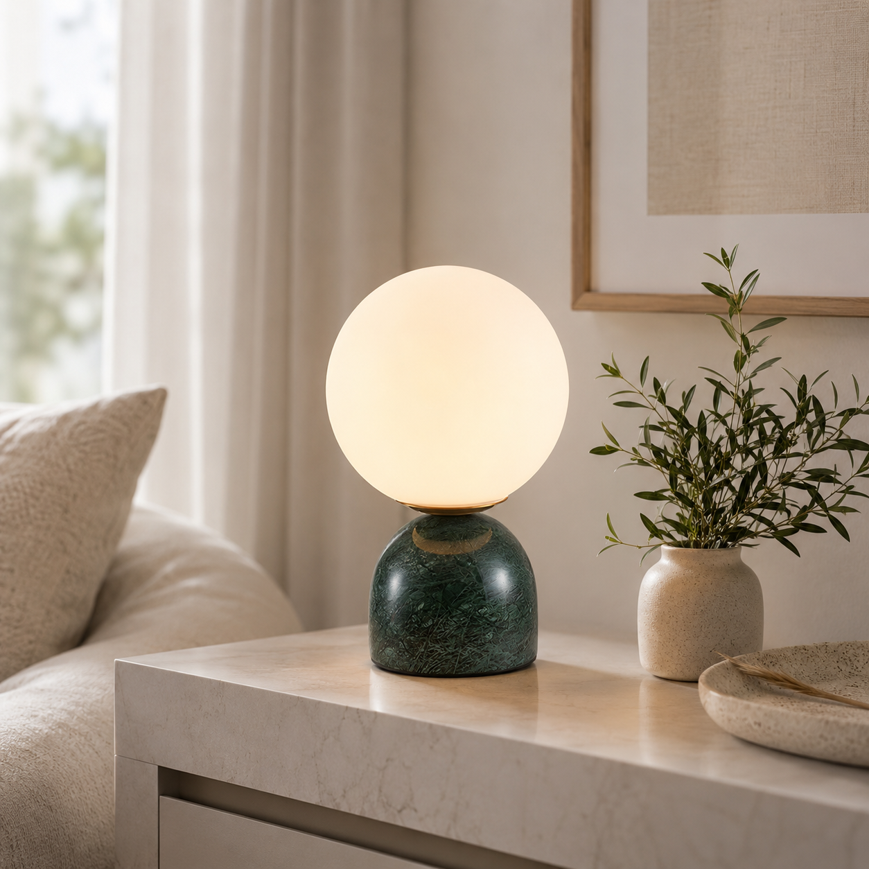 Nordic Globe Glass Table Lamp with Marble Base | Varnexo