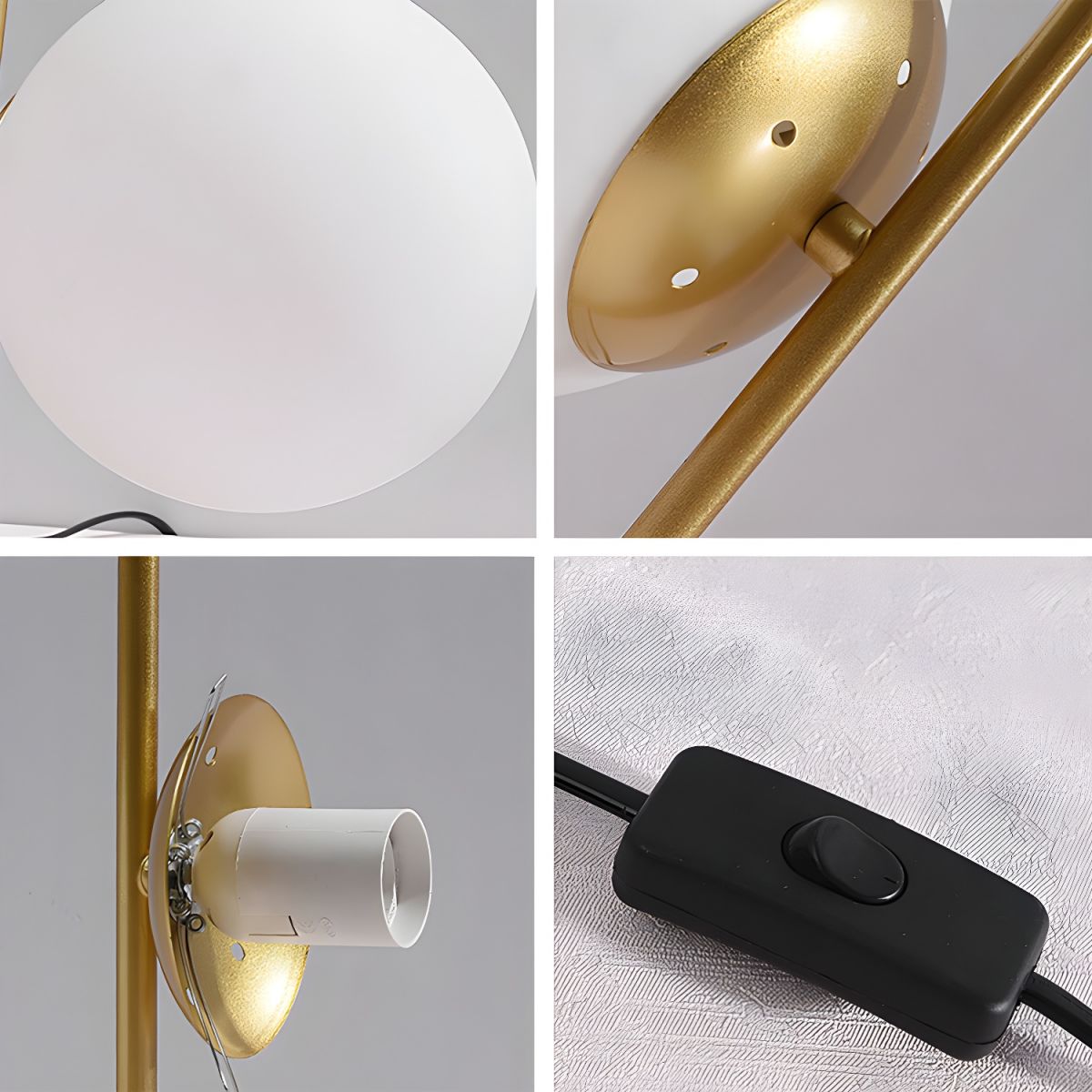 Nordic Gold Base Table Lamp with Glass Globe Shade | Zarello