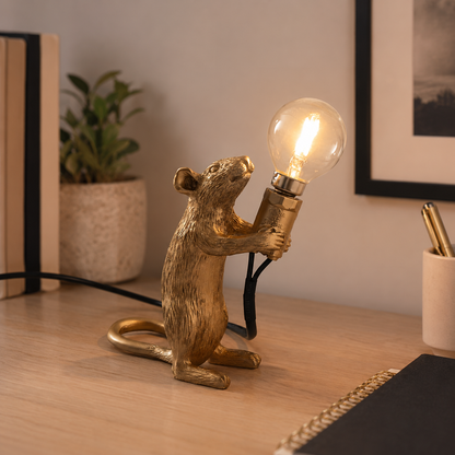 Nordic Gold Resin Mouse Table Lamp Art Deco Style | Noretta