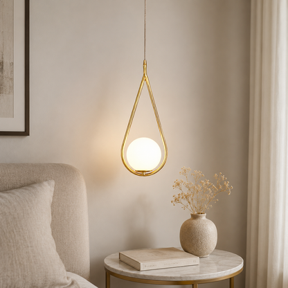 Nordic Gold Waterdrop Pendant Light with Integrated LED | Zyntrexa