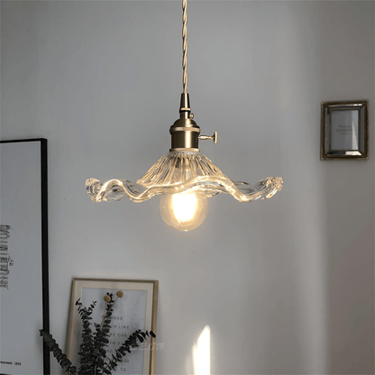 Nordic Hibiscus Glass Pendant Light With Brass Detail | Lunvora