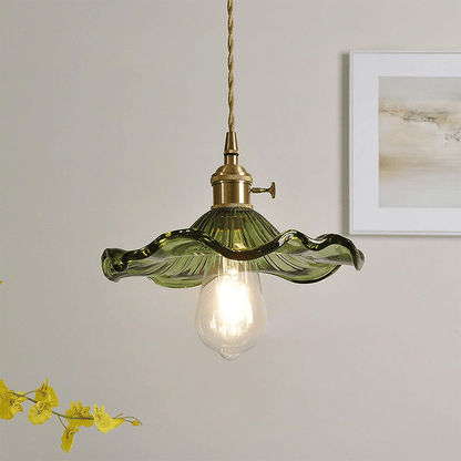 Nordic Hibiscus Glass Pendant Light With Brass Detail | Lunvora