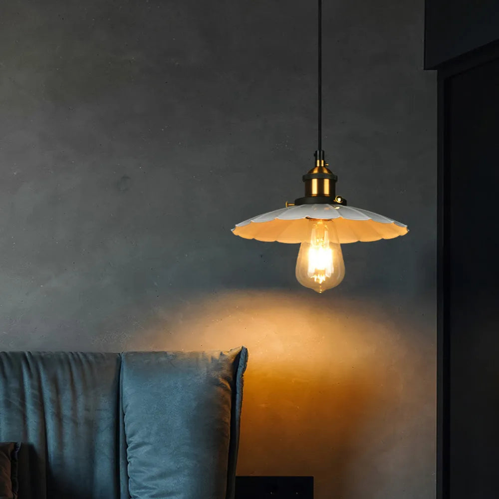 Nordic Iron Frame Pendant Light with White Shade | Torvique