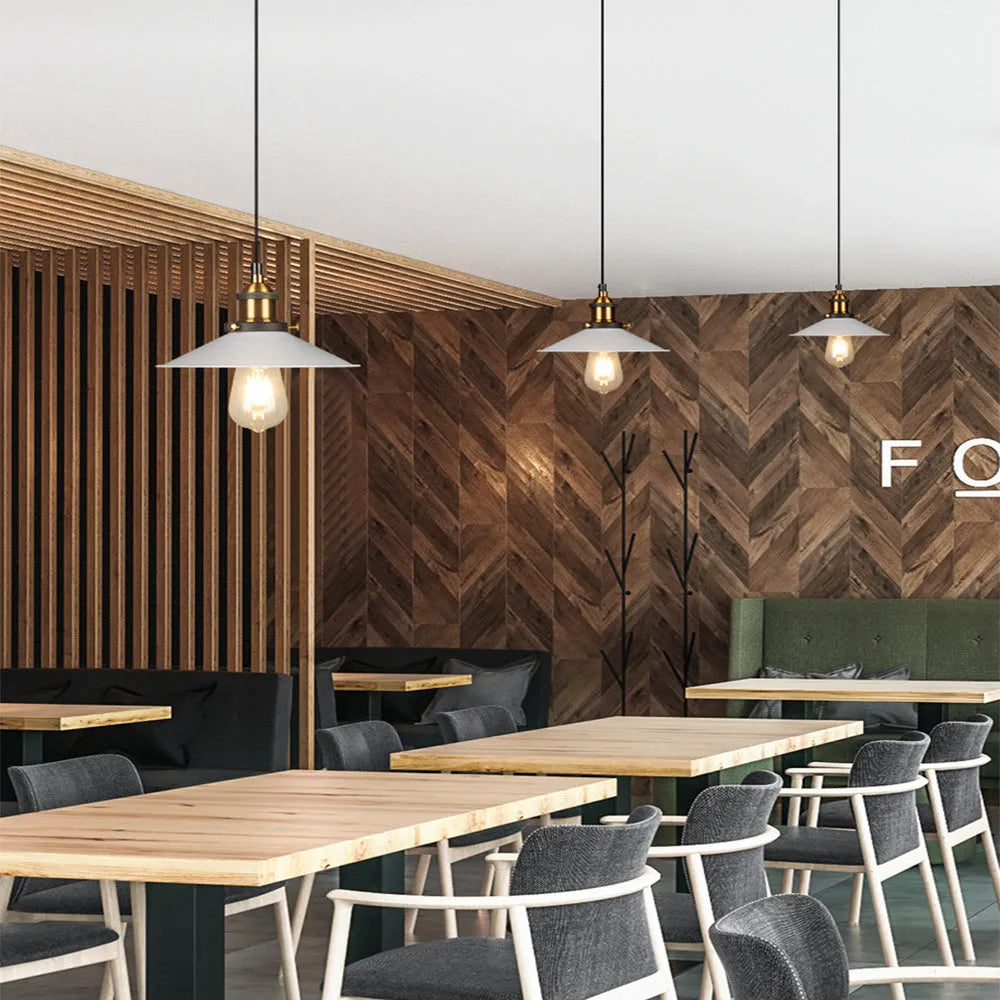 Nordic Iron Frame Pendant Light with White Shade | Torvique