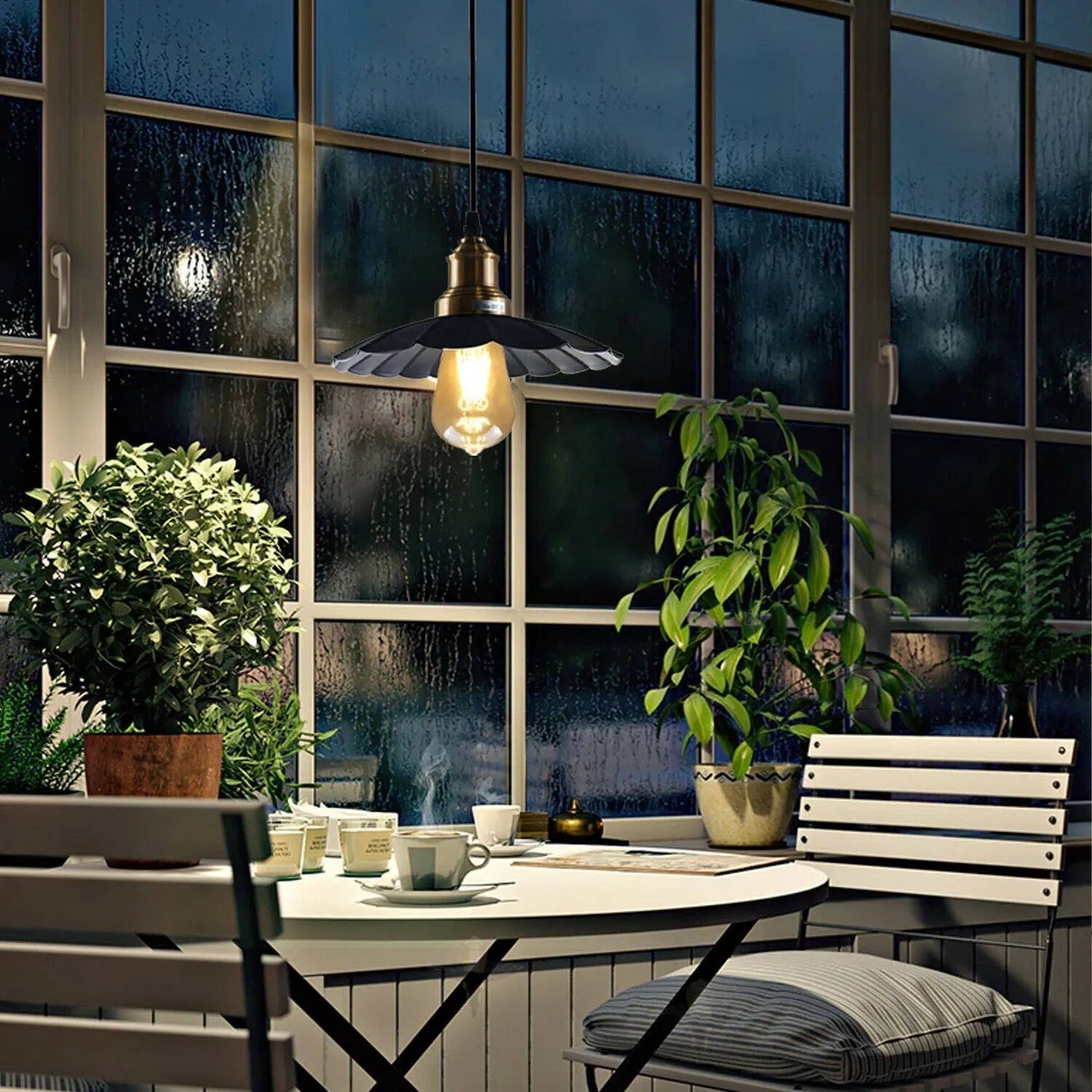Nordic Iron Frame Pendant Light with White Shade | Torvique