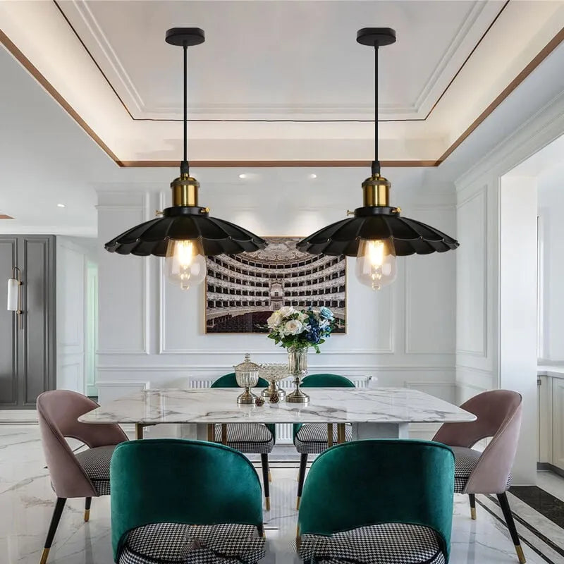 Nordic Iron Frame Pendant Light with White Shade | Torvique