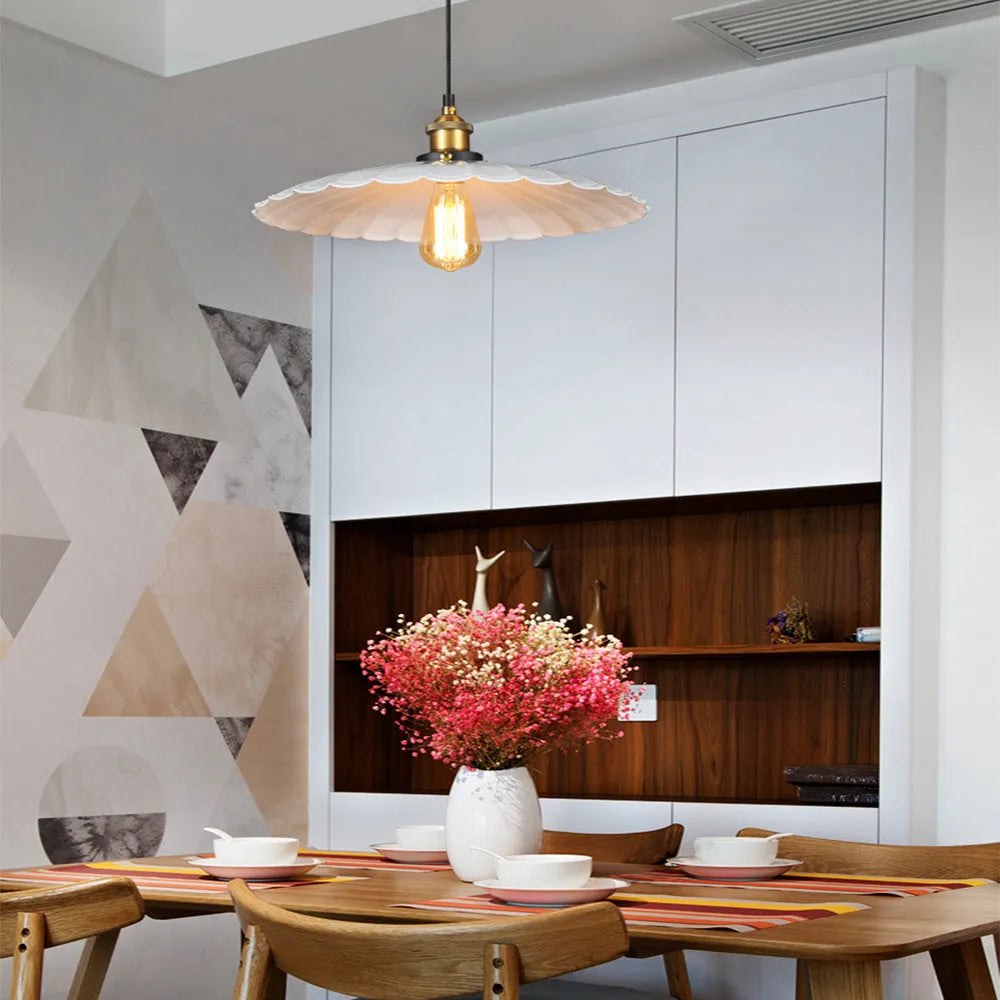 Nordic Iron Frame Pendant Light with White Shade | Torvique