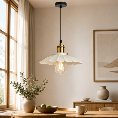 Nordic Iron Frame Pendant Light with White Shade | Torvique