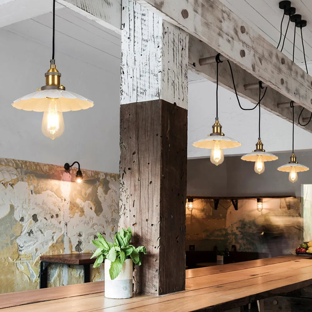 Nordic Iron Frame Pendant Light with White Shade | Torvique