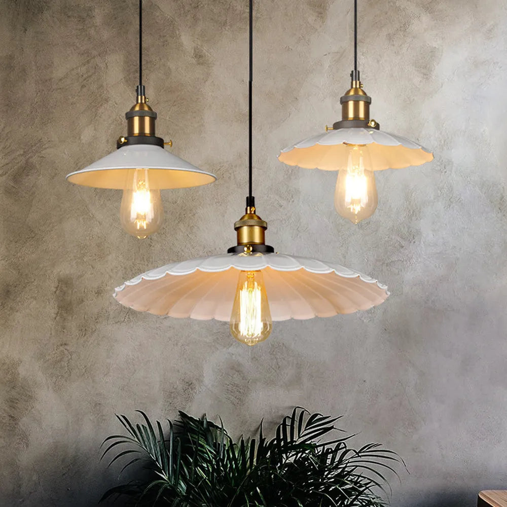 Nordic Iron Frame Pendant Light with White Shade | Torvique