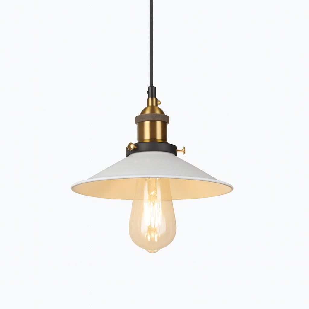 Nordic Iron Frame Pendant Light with White Shade | Torvique