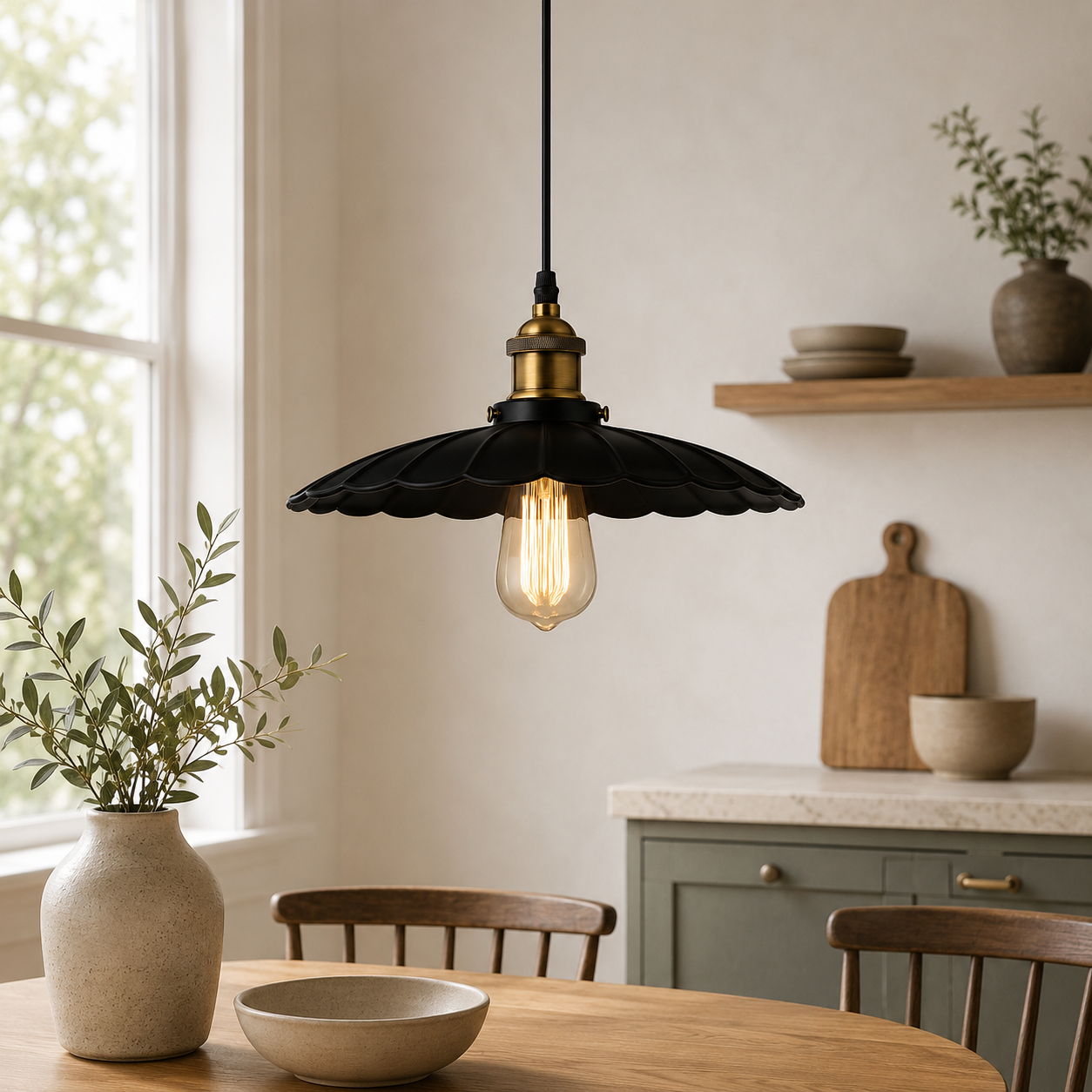 Nordic Iron Frame Pendant Light with White Shade | Torvique