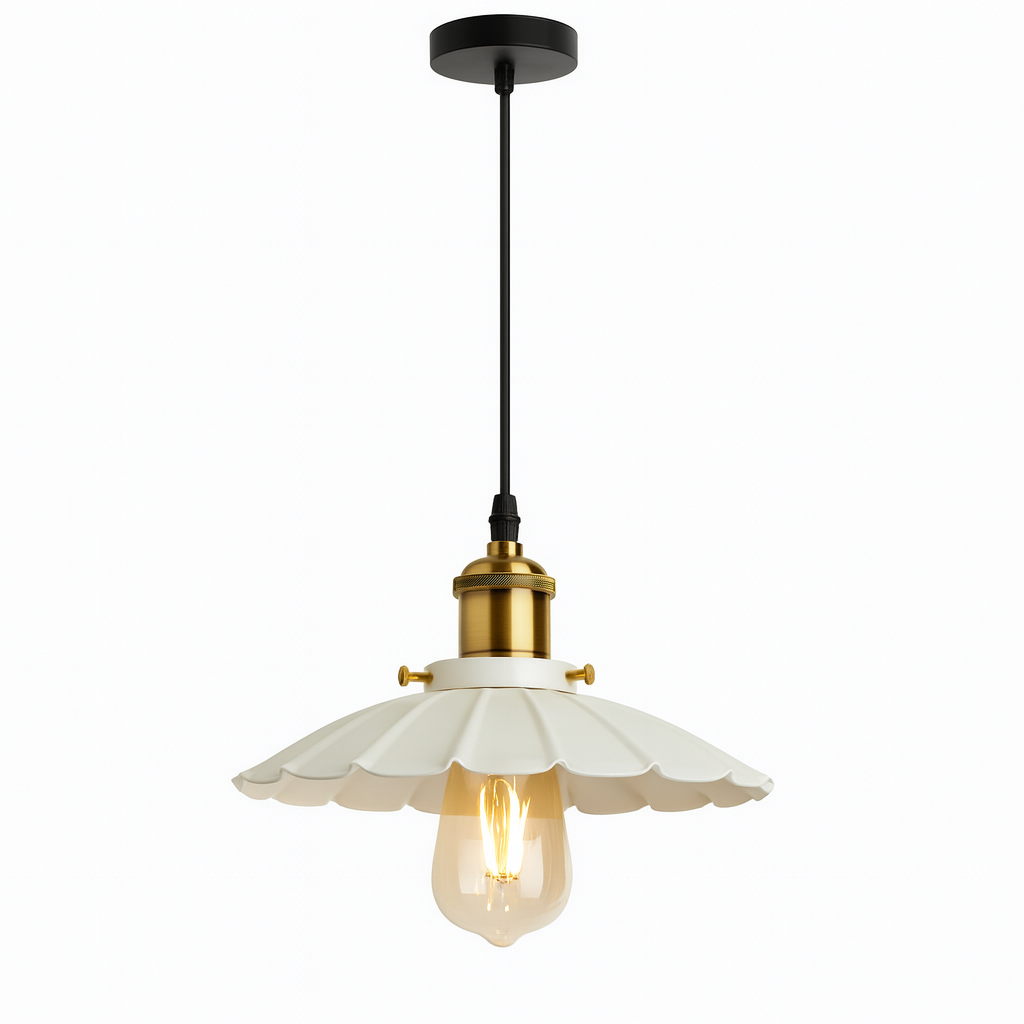 Nordic Iron Frame Pendant Light with White Shade | Torvique