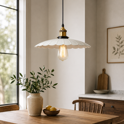 Nordic Iron Frame Pendant Light with White Shade | Torvique