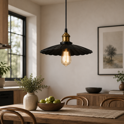 Nordic Iron Frame Pendant Light with White Shade | Torvique