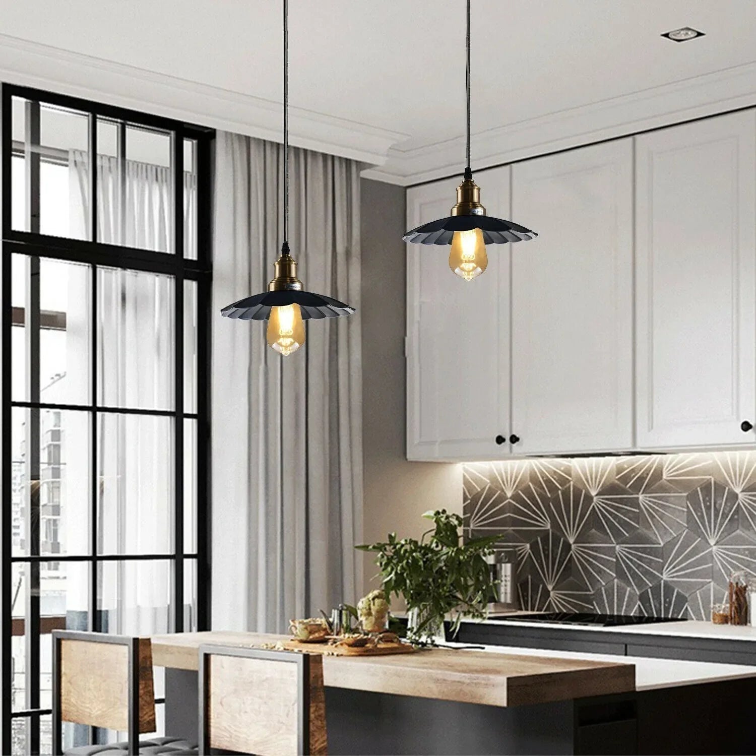 Nordic Iron Frame Pendant Light with White Shade | Torvique