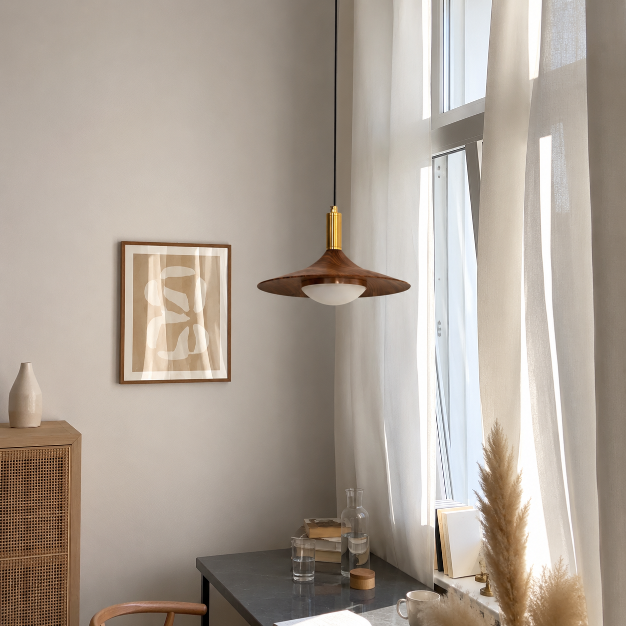 Nordic Iron Shade Pendant Light with Warm LED Glow | Arvique