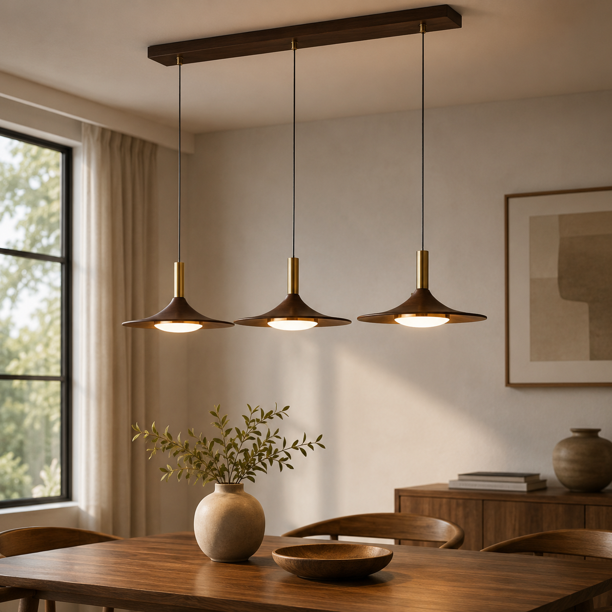 Nordic Iron Shade Pendant Light with Warm LED Glow | Arvique