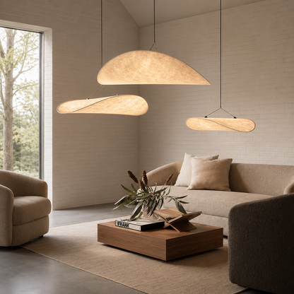 Nordic Japandi Silk Shade Pendant Light with Dimmable LED | Virexon