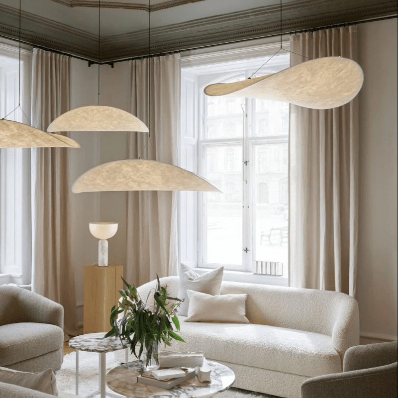 Nordic Japandi Silk Shade Pendant Light with Dimmable LED | Virexon