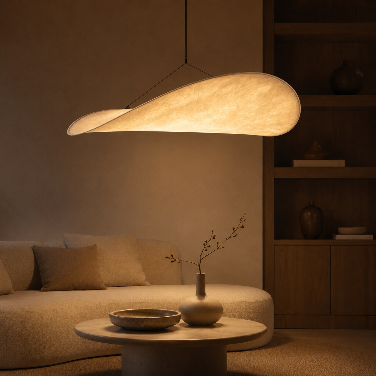 Nordic Japandi Silk Shade Pendant Light with Dimmable LED | Virexon