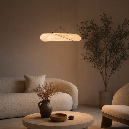 Nordic Japandi Silk Shade Pendant Light with Dimmable LED | Virexon