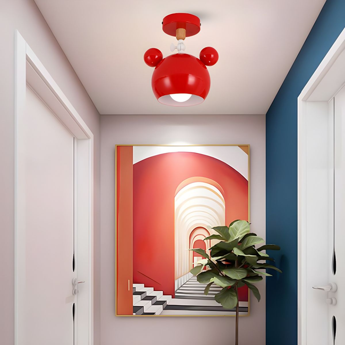 Nordic Macaron Metal Semi Flush Ceiling Light Fixture | Yorvix