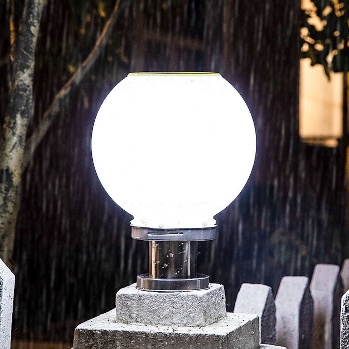 Nordic Metal Ball Solar Outdoor Garden Pillar Light | Solvren