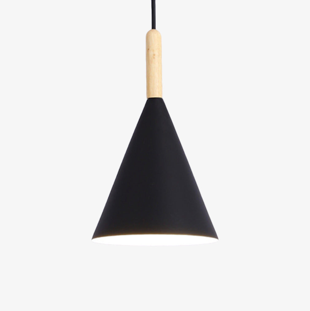 Nordic Metal Cone Pendant Light with Wooden Detail | Larvion