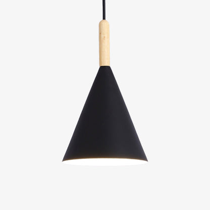 Nordic Metal Cone Pendant Light with Wooden Detail | Larvion