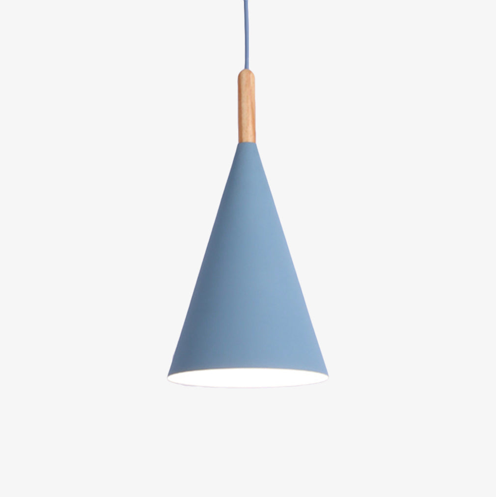 Nordic Metal Cone Pendant Light with Wooden Detail | Larvion